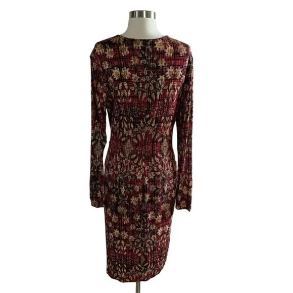 Peruvian Connection Botanical Leaf Print Faux Wrap Dress Size Medium - Picture 4 of 12